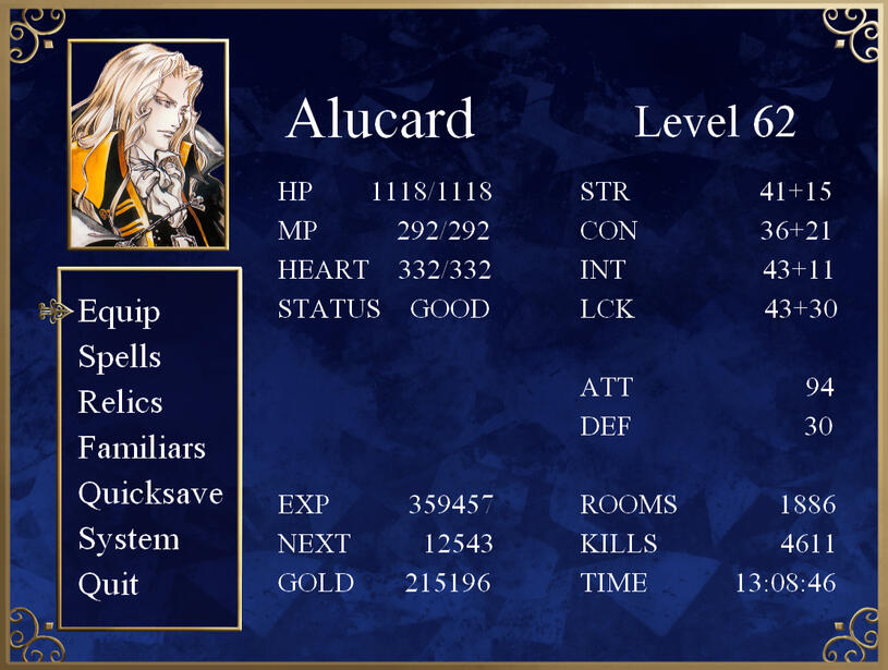 UI Redesign, Castlevania: Symphony of the Night